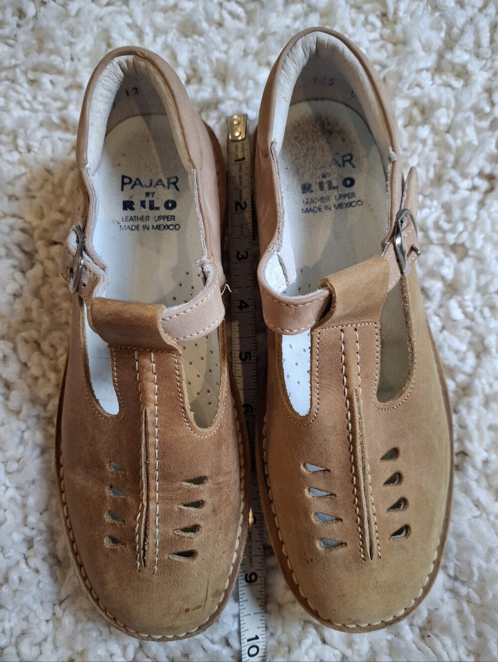 Pajar Kids Tan Leather T-Strap Shoes
